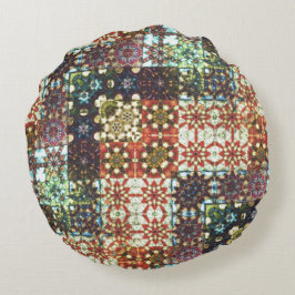 Cojín Redondo Mosaico caleidoscopio opaco de color vintage