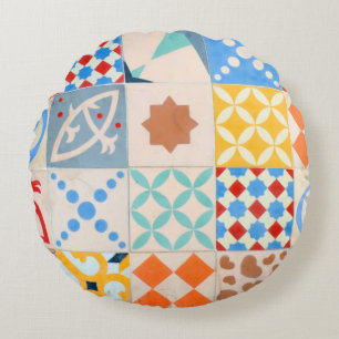 Cojín Redondo Mosaico de azulejos de cemento hidráulico, fashi d