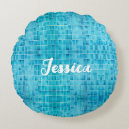 Cojín Redondo mosaico de azulejos de vidrio azul