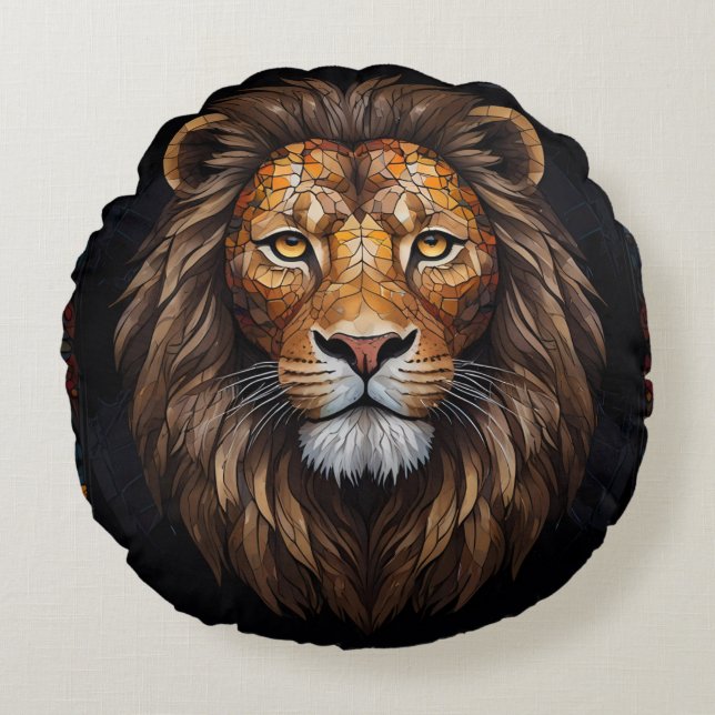 Cojín Redondo Mosaico de cebra vibrante (Anverso)