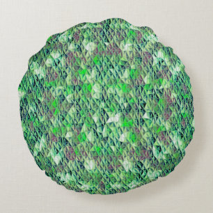 Cojín Redondo Mosaico en triángulos verdes con tonos degradados