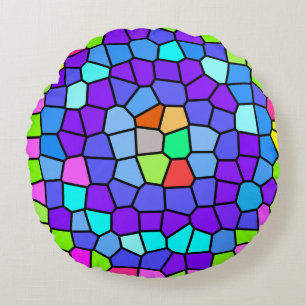 Cojín Redondo Mosaico Geométrico Colorido