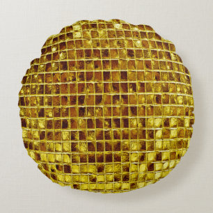 Cojín Redondo Mosaicos de oro Elegante lujo moderno