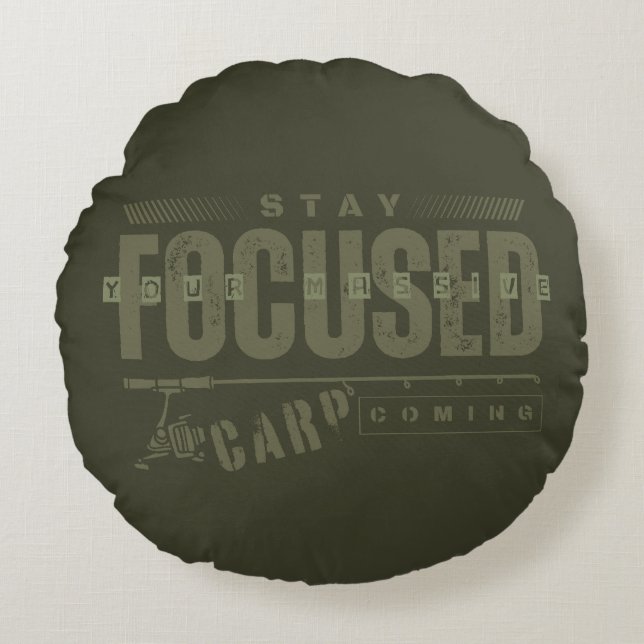 Cojín Redondo Motivación de pesca | Pesca de carros | Enfoque (Anverso)