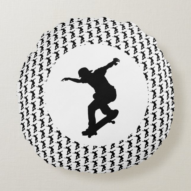 Cojín Redondo Motivación del Skateboarding Cita Buena Hora Siemp (Anverso)