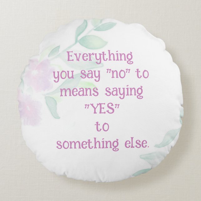 Cojín Redondo Motivación Sí Cotización de vida Flores acuáticas (Anverso)