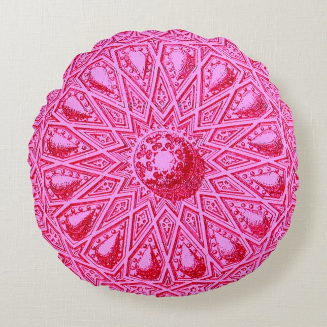 Cojín Redondo motivo antiguo de Oriente Medio (Anverso)