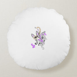 Cojín Redondo Motivo Floral Paisley - Boho Blanco Purpura Naranj
