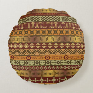 Cojín Redondo Motivos étnicos africanos, antecedentes ornamental