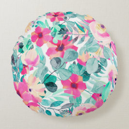 Cojín Redondo Motivos florales en acuarela