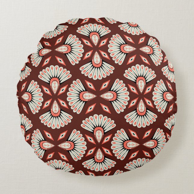 Cojín Redondo Motivos Geométricos Pequeños: Patrón Textil de Dec (Anverso)