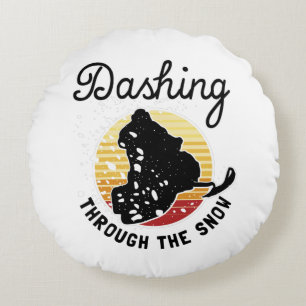 Cojín Redondo Movilización De Nieve - Arrojando La Nieve