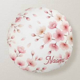 Cojín Redondo Movimiento Sakura Patrón Continuo Personalizado