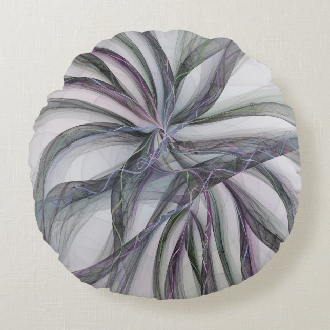 Cojín Redondo Movimientos de filigrí modernidad Resumen Traslado (Anverso)