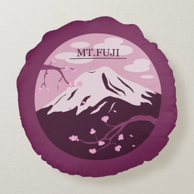 Cojín Redondo Mt. Fuji (rosa) (Reverso)