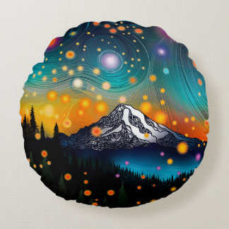 Cojín Redondo Mt. Rainier Starry Sky