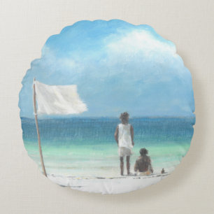 Cojín Redondo Muchachos en la playa Kenia