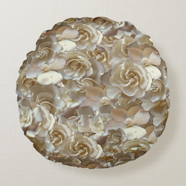 Cojín Redondo Muchos pétalos hermosos de rosa (Anverso)