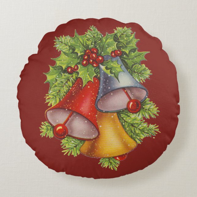 Cojín Redondo Muertes Bells de Navidad (Anverso)