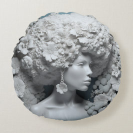 Cojín Redondo Mujer afroamericana Reina negra Melanin Poppin