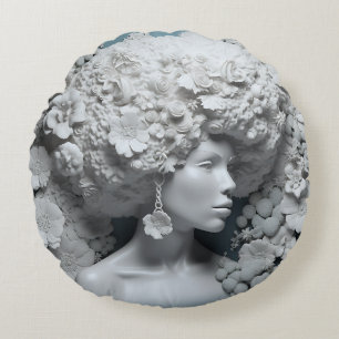 Cojín Redondo Mujer afroamericana Reina negra Melanin Poppin