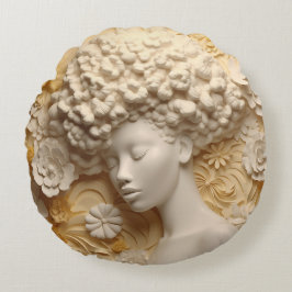 Cojín Redondo Mujer afroamericana Reina negra Melanin Poppin