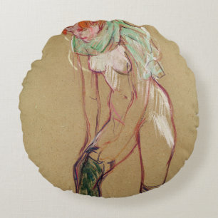 Cojín Redondo Mujer de Enrique de Toulouse-Lautrec el que