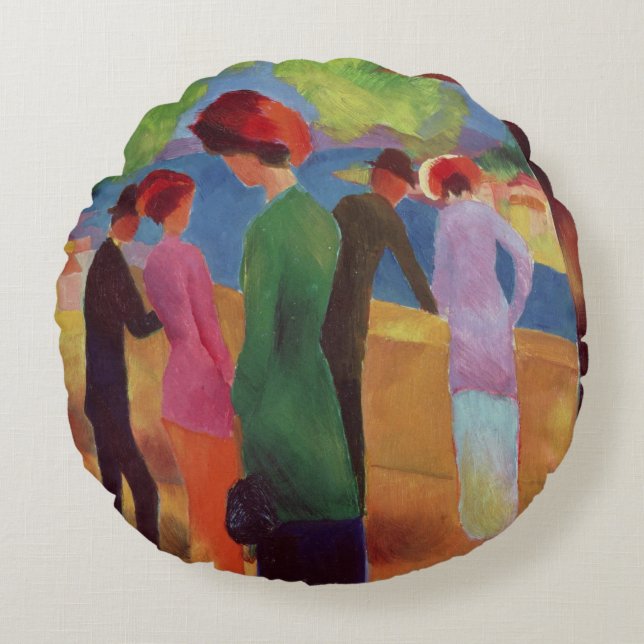 Cojín Redondo Mujer en una chaqueta verde, 1913 (Anverso)