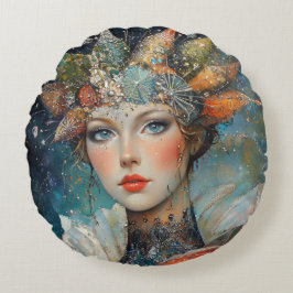 Cojín Redondo Mujer fuerte de fantasía mística