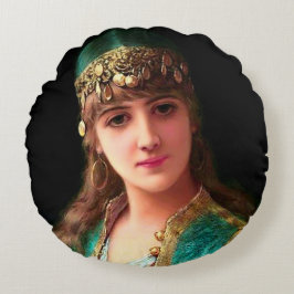 Cojín Redondo Mujer gitana victoriana elegante bailarina de vien