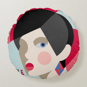 Cojín Redondo Mujer moderna y elegante. Mujer de estilo modernis