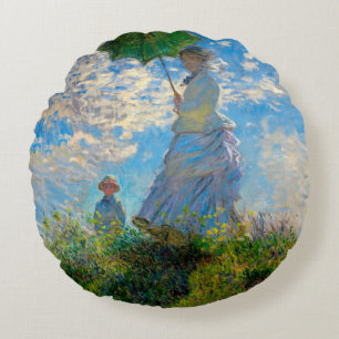 Cojín Redondo Mujer Monet Paraguas Impresionismo