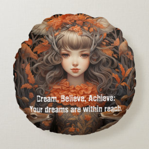 Cojín Redondo Mujeres del bosque: El logro del sueño