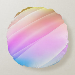 Cojín Redondo Multicolor claro, cubierta arcoiris con líneas lar