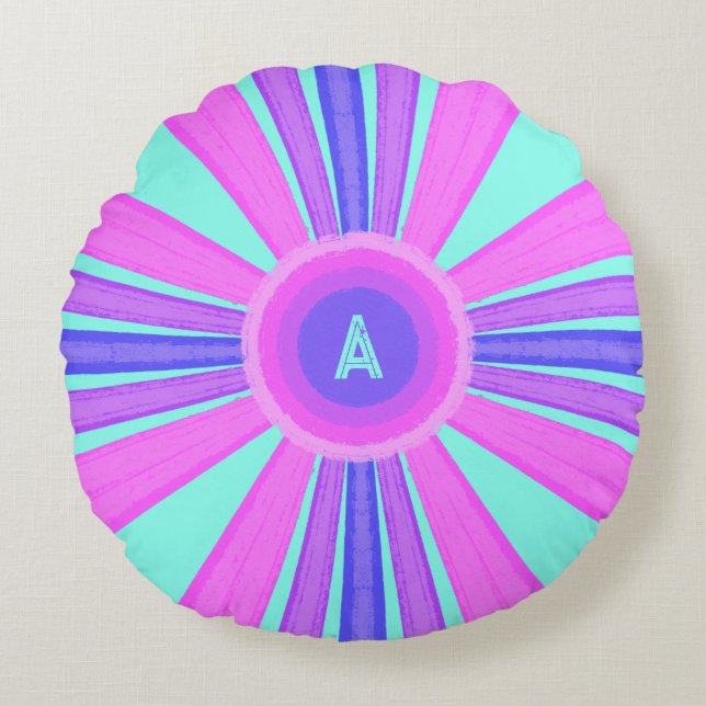 Cojín Redondo Multicolor Striped Monogram  (Anverso)