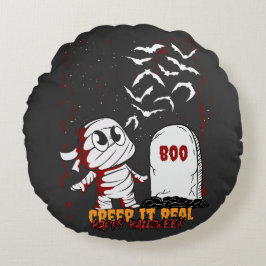 Cojín Redondo Mummy at Grave Boo Halloween