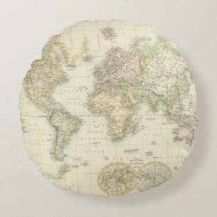 Cojín Redondo Mundo en la proyección de Mercator