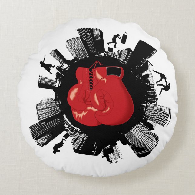 Cojín Redondo Mundo fresco del boxeo (Anverso)
