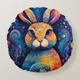 Cojín Redondo Muñecas y corazones Azul