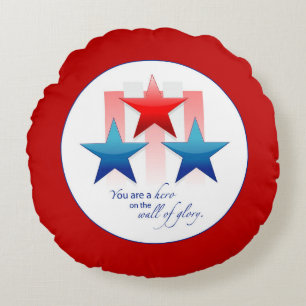 Cojín Redondo Muro de gloria de héroe patriótico, gracias milita