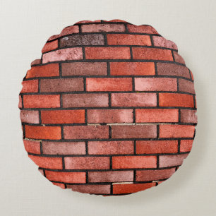Cojín Redondo Muro de ladrillo con ladrillo rojo, fondo de ladri