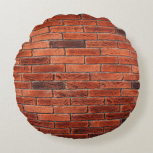 Cojín Redondo Muro de ladrillo rojo de textura grunge de fondo, 