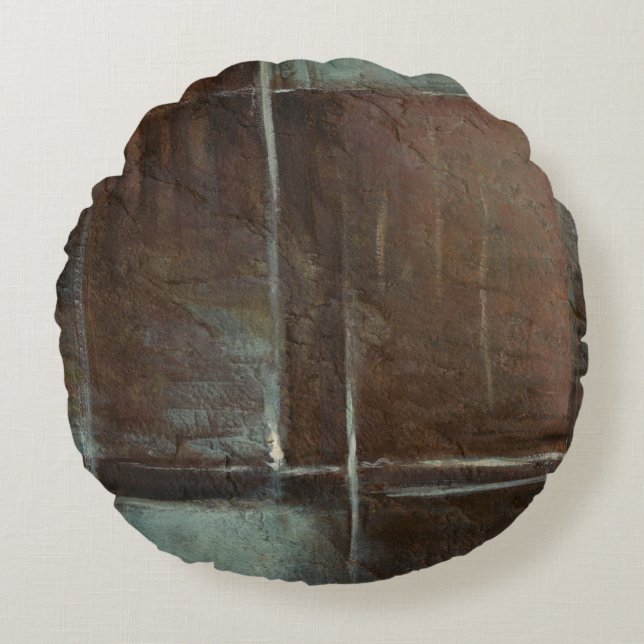 Cojín Redondo Muro de ladrillo rojo y gris (Anverso)