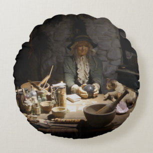 Cojín Redondo Museo de la Cocina de la Bruja Blanca, Brujería y 