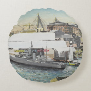 Cojín Redondo Museo marítimo de Sydney del balcón del hotel.