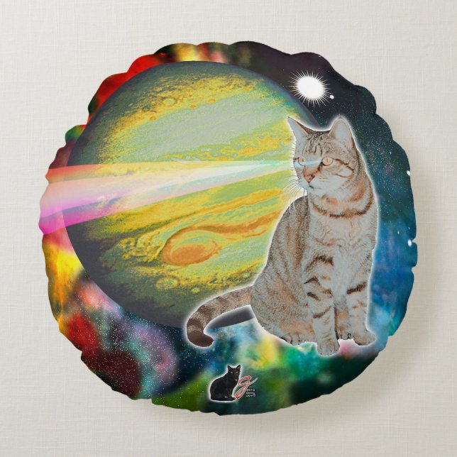 Cojín Redondo Musgo de gato láser (Anverso)