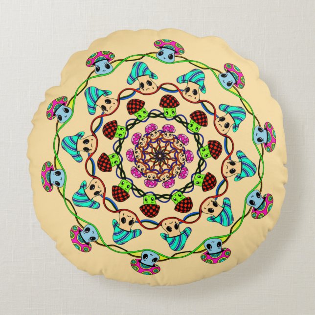Cojín Redondo mushroom madness  (Anverso)