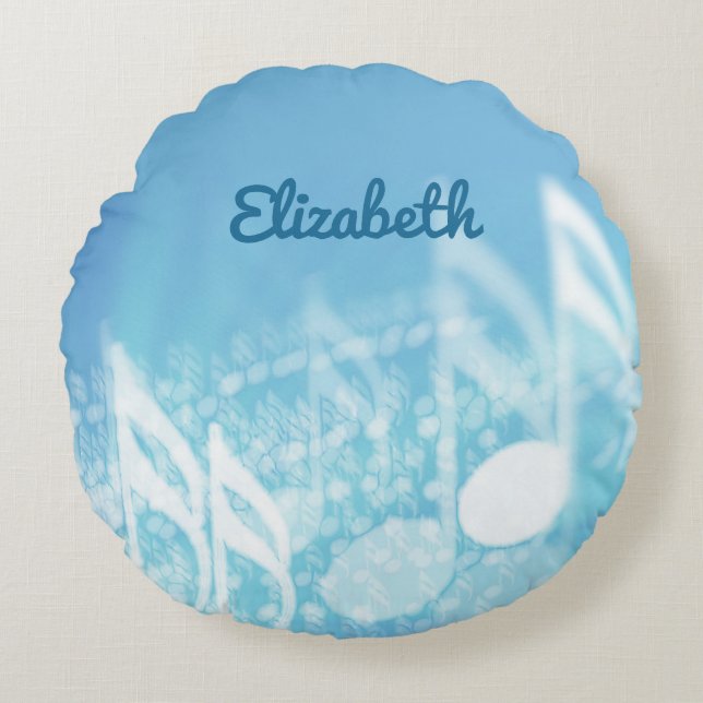 Cojín Redondo Música azul personalizada (Anverso)