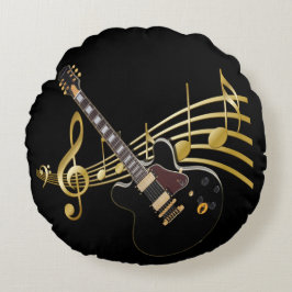 Cojín Redondo Música redonda de la guitarra