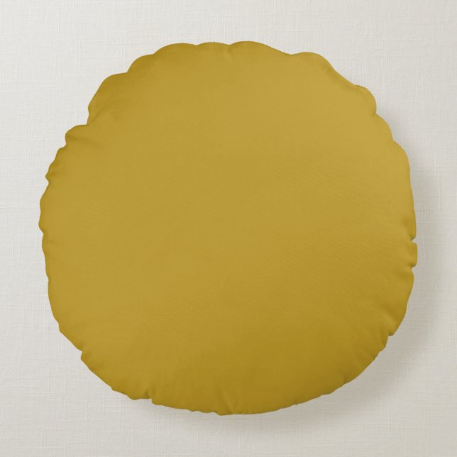 Cojín Redondo Mustard Yellow, Solid Color, Modern, Simple,Trendy (Anverso)